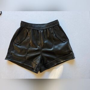 Elegant Black Leather High Waist Shorts